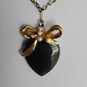 Swoboda jade and real pearls necklace vintage